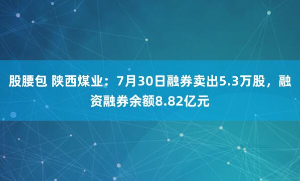 股腰包 陕西煤业：7月30日融券卖出5.3万股，融资融券余额8.82亿元
